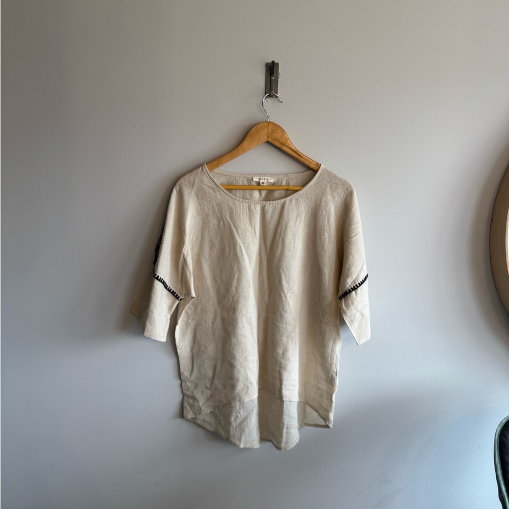 ILLA ILLA Cream Blouse with Black Trim